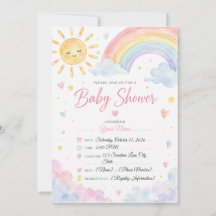 Vattenfärg Regnbåge Bebis Shower Inbjudan