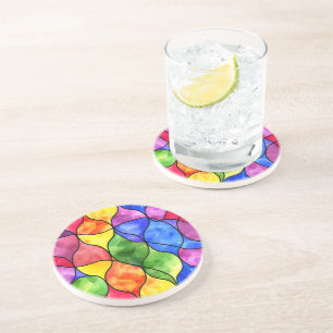 Vattenfärg Regnbåge Blyskt Glas Underlägg