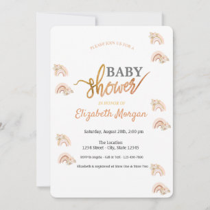Vattenfärg Regnbåge Boho Blommor Baby Shower Inbjudningar