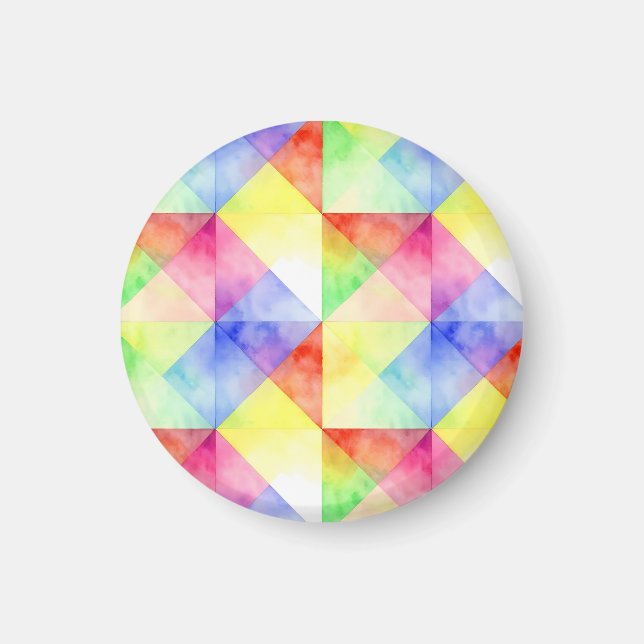 Vattenfärg Regnbåge Diamant Quiltmönster Magnet (Framsidan)