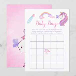Vattenfärg Regnbåge Enhörning Babyflicka Shower Bi Inbjudningar