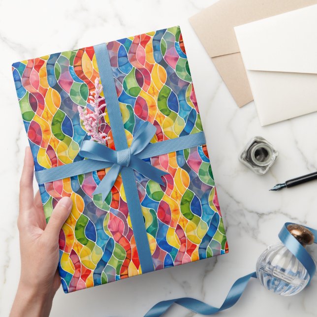 Vattenfärg Regnbåge Glasfönster Presentpapper (Gifting)