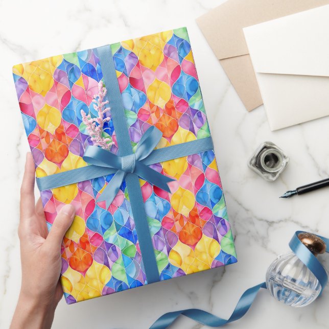 Vattenfärg Regnbåge Glasmosaik Presentpapper (Gifting)