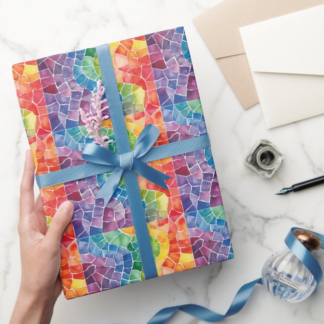 Vattenfärg Regnbåge Glasmosaik Presentpapper (Gifting)