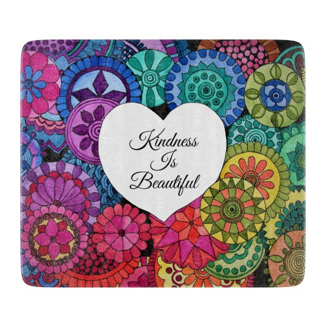 Vattenfärg regnbåge Mandala med hjärta (Framsidan)