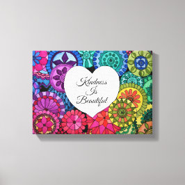 Vattenfärg regnbåge Mandala med hjärta Canvastryck