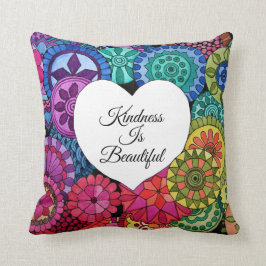 Vattenfärg regnbåge Mandala med hjärta Kudde