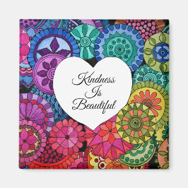 Vattenfärg regnbåge Mandala med hjärta Magnet