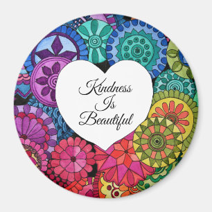 Vattenfärg regnbåge Mandala med hjärta Magnet
