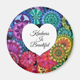 Vattenfärg regnbåge Mandala med hjärta Magnet