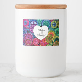 Vattenfärg regnbåge Mandala med hjärta Mat Etiketter