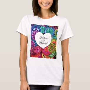 Vattenfärg regnbåge Mandala med hjärta T Shirt