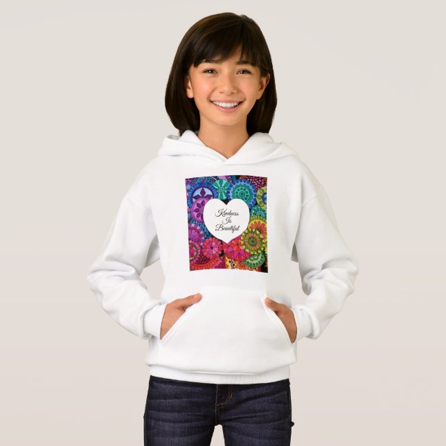 Vattenfärg regnbåge Mandala med hjärta T Shirt (Hel framsida)