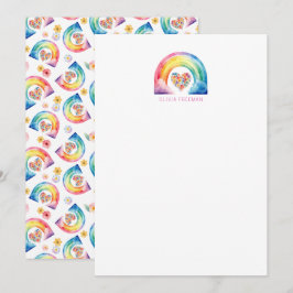 Vattenfärg Regnbåge Personlig Brevpapper Tack Kort