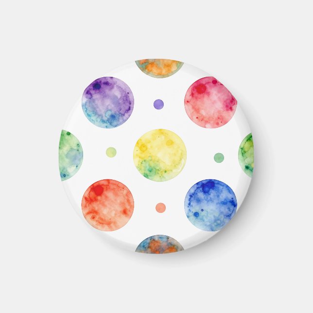 Vattenfärg Regnbågs Orb Polka Prick Mönster Magnet (Framsidan)
