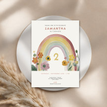 Vattenfärg Regnbågsblommor 2-års födelsedagsfest