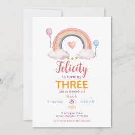Vattenfärg Regnbågsfest Inbjudningar