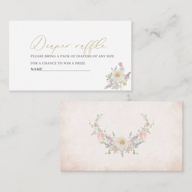 Vattenfärg retro blommor båge band baby shower d tilläggskort (Fram/baksida)