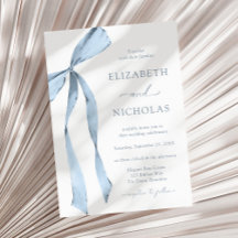 Vattenfärg Ribbon Bow Dusty Blue Bröllop