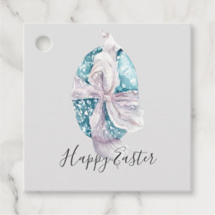 Vattenfärg Ribbon Wrapped Egg Påsk Gåvor Etiketter