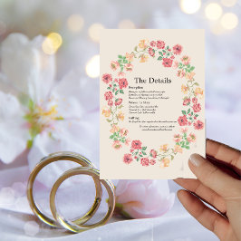 Vattenfärg Ring i blommor på Beige-informationskor Inbjudningar