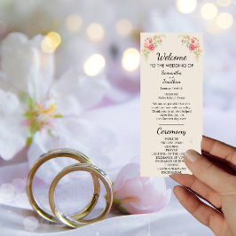 Vattenfärg Ring i blommor på Beige-programkortet Inbjudningar