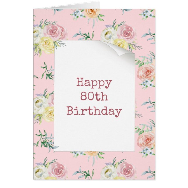 Vattenfärg Ro 80:e födelsedagen Hälsningskort (Framsidan)