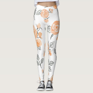Vattenfärg Ro: Bläck White Background Leggings