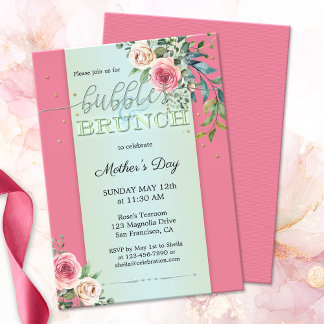 Vattenfärg  Ro Bubbles och Brunch Inbjudningar