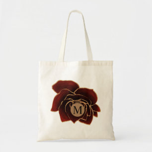 vattenfärg ro guld burgundy faux foil monogram tygkasse