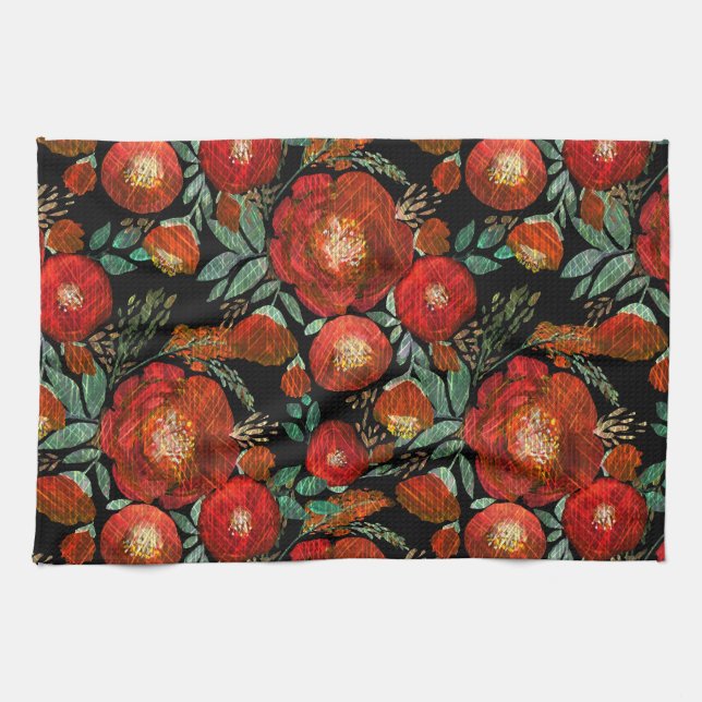 Vattenfärg, ro. kökshandduk (Horisontell)