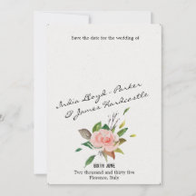 Vattenfärg Ro och bladfärg blommigt bröllop