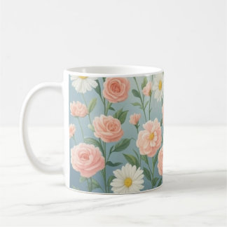 Vattenfärg Ro och Daisy Blommor Kaffe Mugg