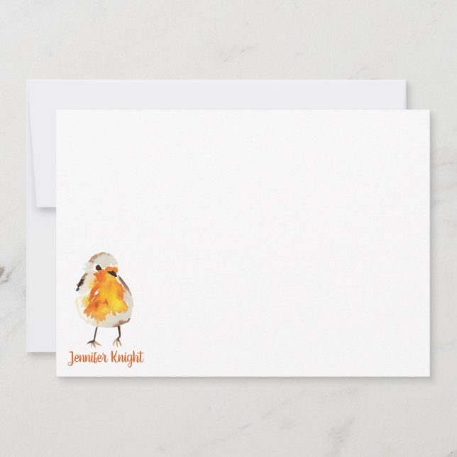 Vattenfärg Robin & Feathers Stationery-plattkort Anteckningskort (Framsida)