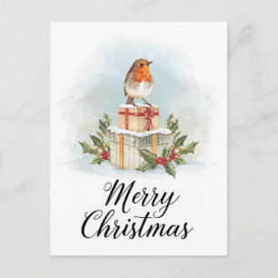 Vattenfärg Robin Gåvor Julen Härlig Jul Helg Vykort