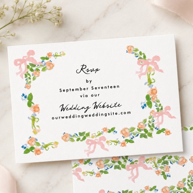 Vattenfärg Rococo Trädgård Bröllopswebbplats RSVP- Inbjudningar (Skapare uppladdad)