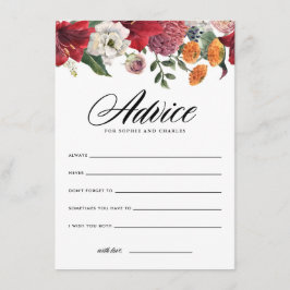 Vattenfärg Röd Amaryllis Bröllopsråd och Önskninga Tilläggskort