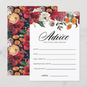 Vattenfärg Röd Amaryllis Bröllopsråd och Önskninga Tilläggskort