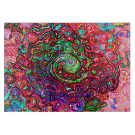 Vattenfärg Röd Groovy Abstrakt Retro Flytande Virv