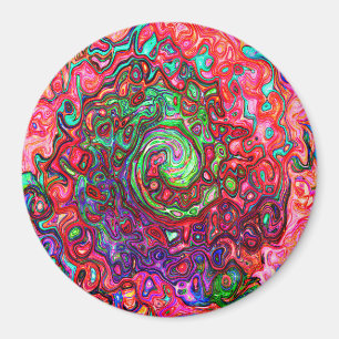 Vattenfärg Röd Groovy Abstrakt Retro Flytande Virv Magnet