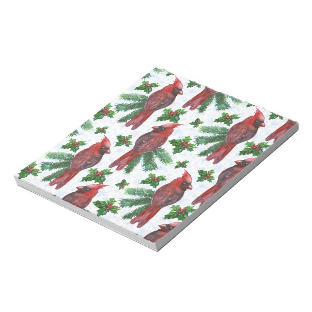 Vattenfärg Röd kardinal Bird Anteckningsblock (Roterad)