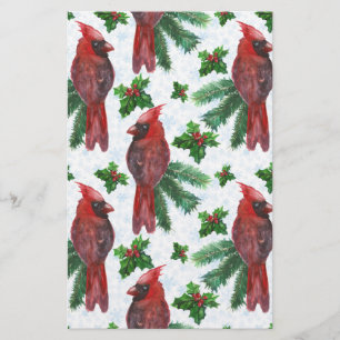 Vattenfärg Röd kardinal Bird Brevpapper