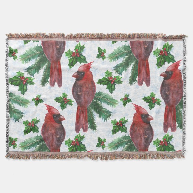 Vattenfärg Röd kardinal Bird Filt (Framsidan)
