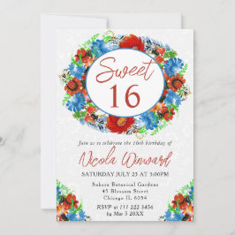 Vattenfärg Röd och blå andedräkt 16 Inbjudningar