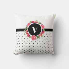 Vattenfärg Röd och Rosa Blommor Utandningscirkel Kudde