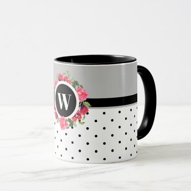 Vattenfärg Röd och Rosa Blommor Utandningscirkel Mugg (Framsida höger)