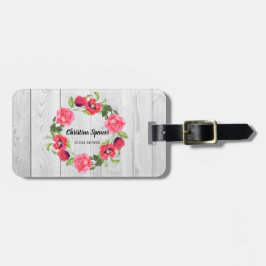 Vattenfärg Röd och Rosa Blommor Utandningsdesign Bagagebricka