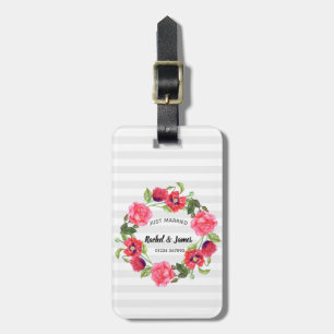 Vattenfärg Röd och Rosa Blommor Utandningsdesign Bagagebricka