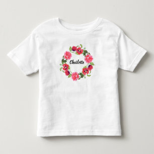 Vattenfärg Röd och Rosa Blommor Utandningsdesign f Tröja