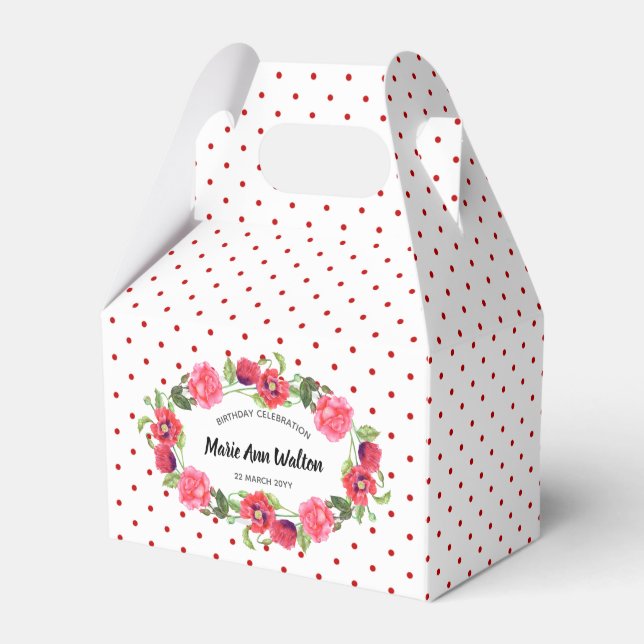 Vattenfärg Röd och Rosa Blommor Utandningsdesign Presentaskar (Framsidan Sidan)